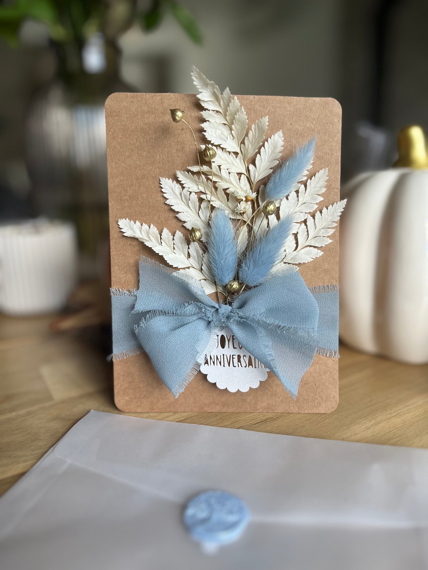Carte fleurie ruban