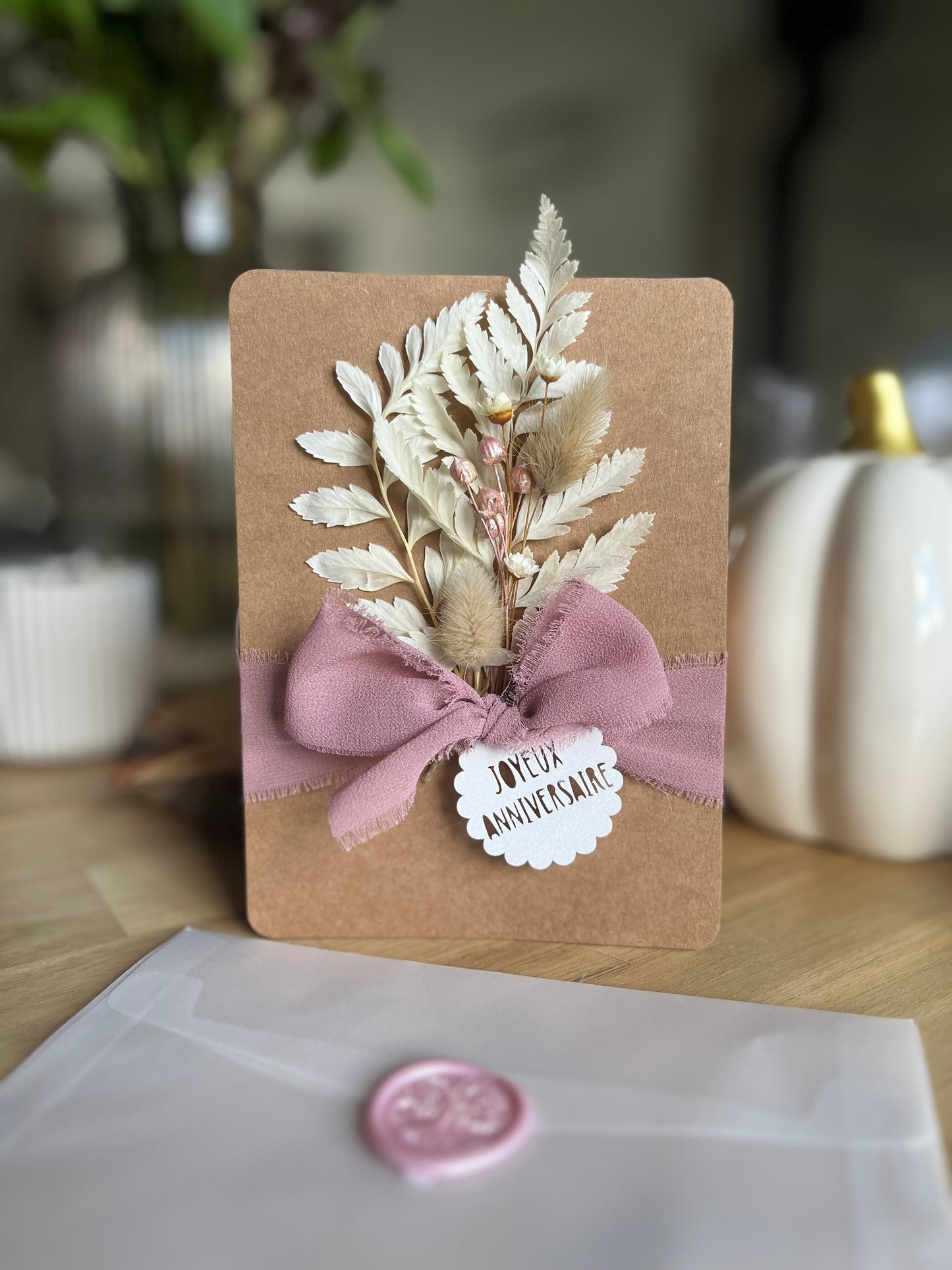 Carte fleurie ruban