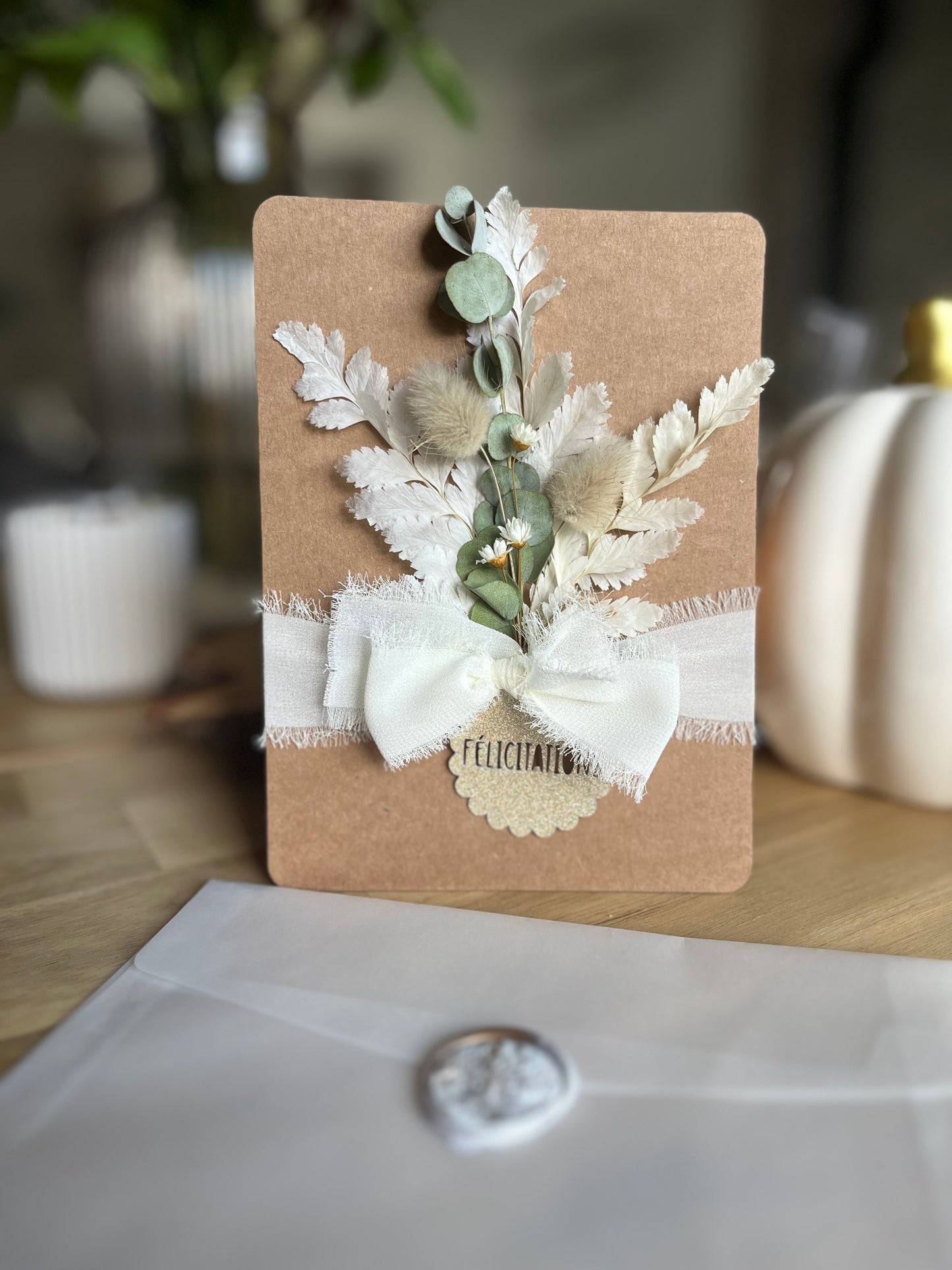 Carte fleurie ruban