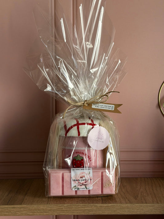 🍓 Coffret Brûleur fraise + Tablette parfumée pivoine ~ Édition fin d’année scolaire ✏️
