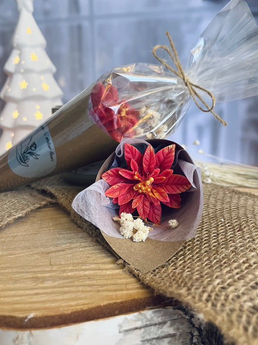 Cornet Fleuri de Noël Rouge ~ Fondant parfumé ~ Pain d’épices 🎄