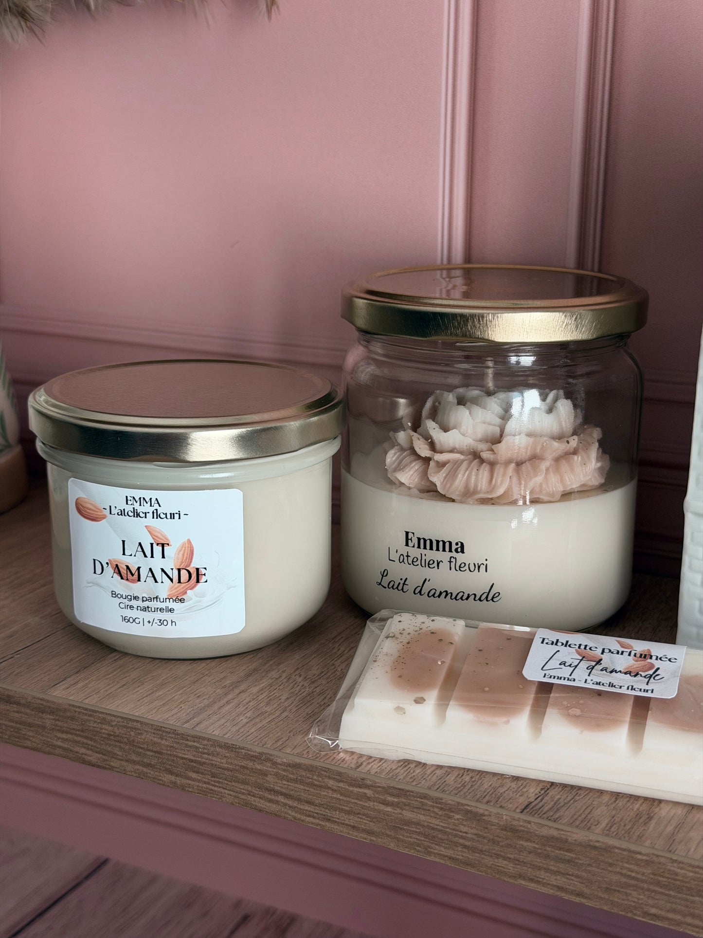 Bougie parfumée Lait d’amande ~ Florale ~ 180G 🥛