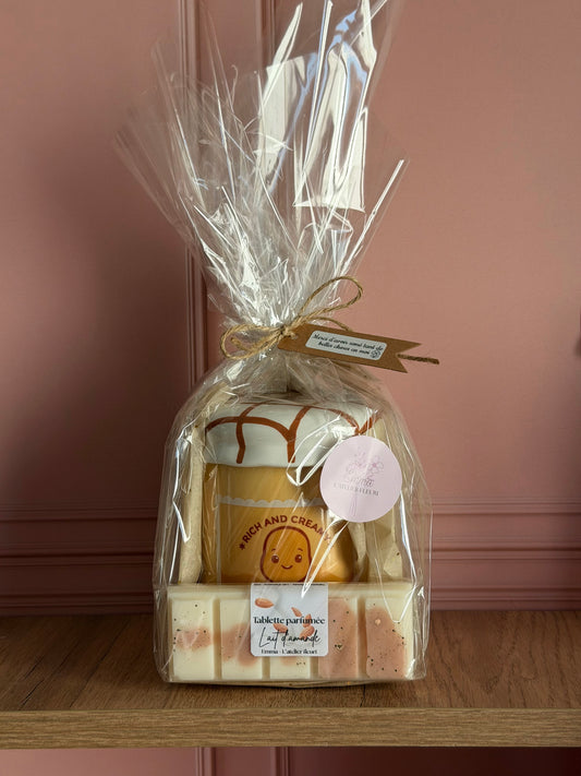 💛 Coffret Brûleur peanut butter 🥜+ Tablette parfumée Lait d’amande ~ Édition fin d’année scolaire ✏️